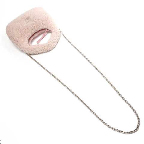 Miu Miu Wonder shearling hobo bag in boa Shoulder Bag pink WS27428