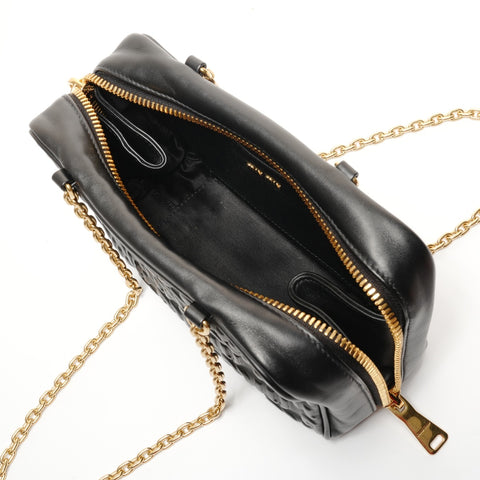 Miu Miu Embossed logo leather Shoulder Bag black WS27430
