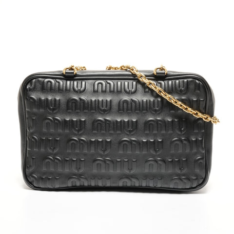 Miu Miu Embossed logo leather Shoulder Bag black WS27430