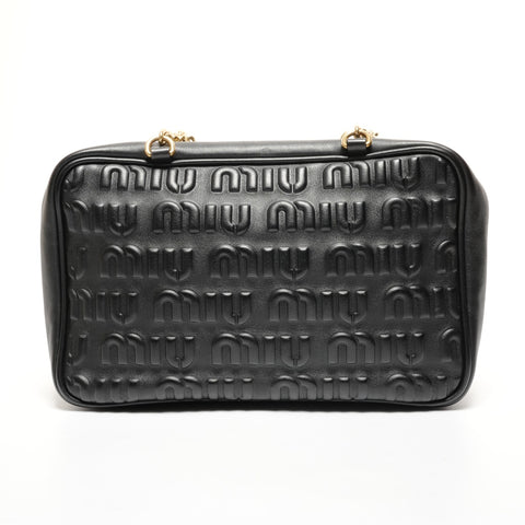 Miu Miu Embossed logo leather Shoulder Bag black WS27430