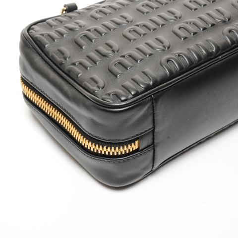 Miu Miu Embossed logo leather Shoulder Bag black WS27430