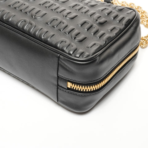Miu Miu Embossed logo leather Shoulder Bag black WS27430