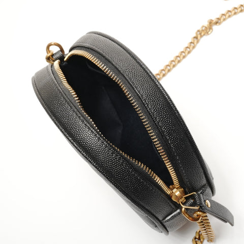 YVES SAINT LAURENT YSL Logo V Stitch Chain Shoulder Vinyl Shoulder Bag black WS27432