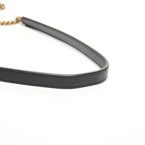 YVES SAINT LAURENT YSL Logo V Stitch Chain Shoulder Vinyl Shoulder Bag black WS27432