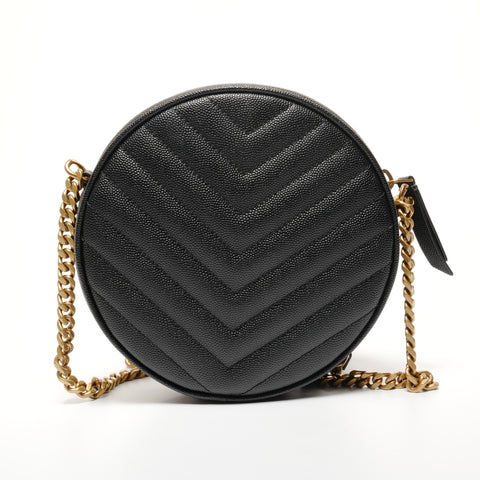 YVES SAINT LAURENT YSL Logo V Stitch Chain Shoulder Vinyl Shoulder Bag black WS27432