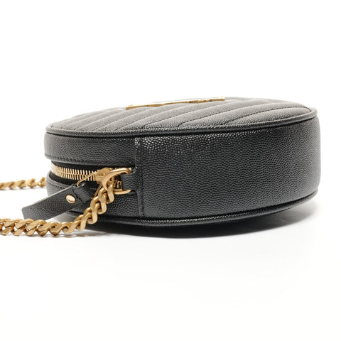 YVES SAINT LAURENT YSL Logo V Stitch Chain Shoulder Vinyl Shoulder Bag black WS27432