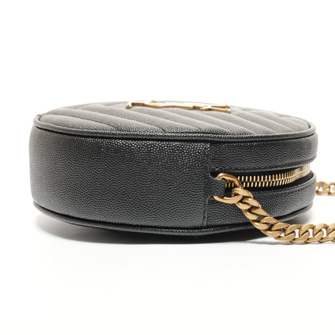 YVES SAINT LAURENT YSL Logo V Stitch Chain Shoulder Vinyl Shoulder Bag black WS27432