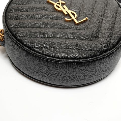 YVES SAINT LAURENT YSL Logo V Stitch Chain Shoulder Vinyl Shoulder Bag black WS27432
