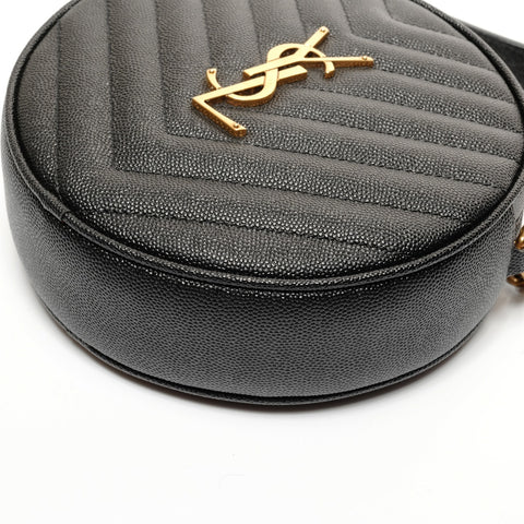 YVES SAINT LAURENT YSL Logo V Stitch Chain Shoulder Vinyl Shoulder Bag black WS27432