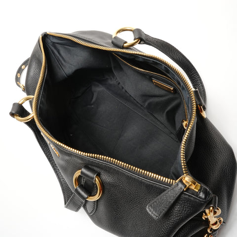 Miu Miu Leather Vitello Carib 2WAY Shoulder Bag black WS27437