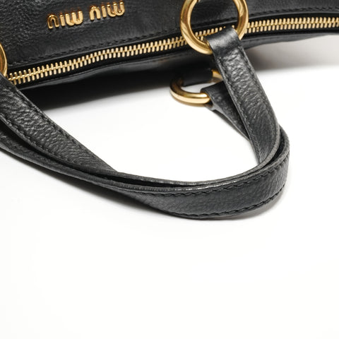 Miu Miu Leather Vitello Carib 2WAY Shoulder Bag black WS27437