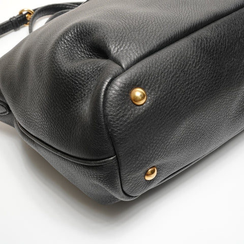 Miu Miu Leather Vitello Carib 2WAY Shoulder Bag black WS27437