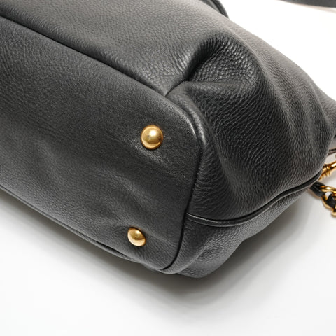 Miu Miu Leather Vitello Carib 2WAY Shoulder Bag black WS27437