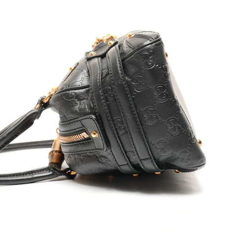 GUCCI Guccissima Horsebit Bamboo Shoulder Bag black WS27439