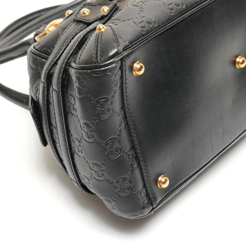 GUCCI Guccissima Horsebit Bamboo Shoulder Bag black WS27439