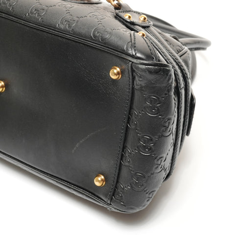 GUCCI Guccissima Horsebit Bamboo Shoulder Bag black WS27439