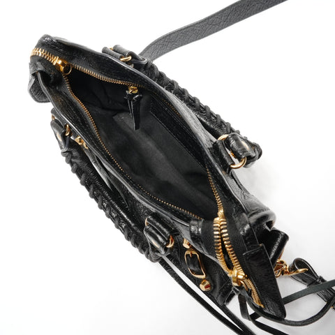 BALENCIAGA Leather Mini City 2way Shoulder Bag black WS27444