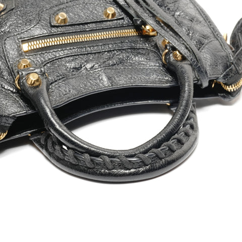 BALENCIAGA Leather Mini City 2way Shoulder Bag black WS27444