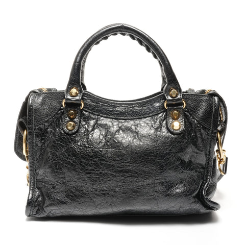 BALENCIAGA Leather Mini City 2way Shoulder Bag black WS27444
