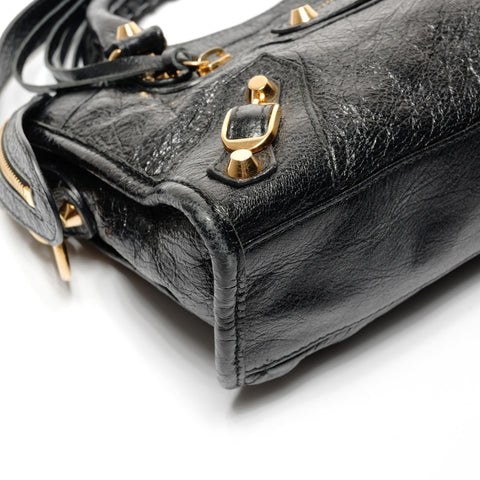 BALENCIAGA Leather Mini City 2way Shoulder Bag black WS27444