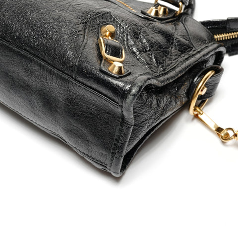 BALENCIAGA Leather Mini City 2way Shoulder Bag black WS27444
