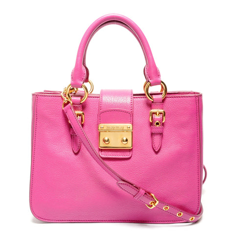 Miu Miu Madras Leather 2WAY Shoulder Bag pink WS27447 – NUIR VINTAGE