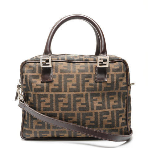 FENDI Zucca Canvas 2way Handbag Brown WS27448