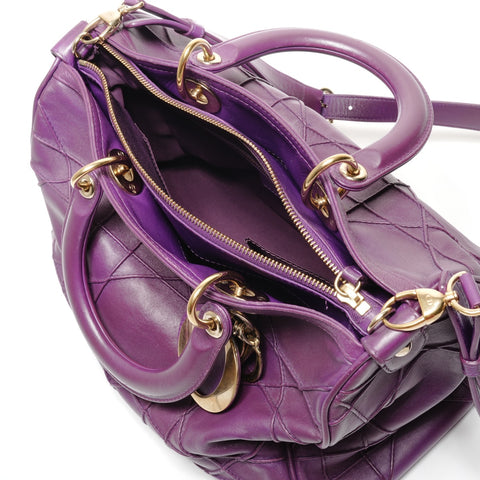 Christian Dior Granville Cannage Leather 2WAY Shoulder Bag purple WS27449