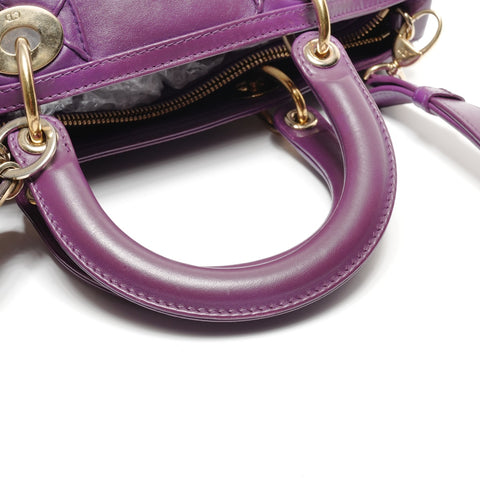 Christian Dior Granville Cannage Leather 2WAY Shoulder Bag purple WS27449