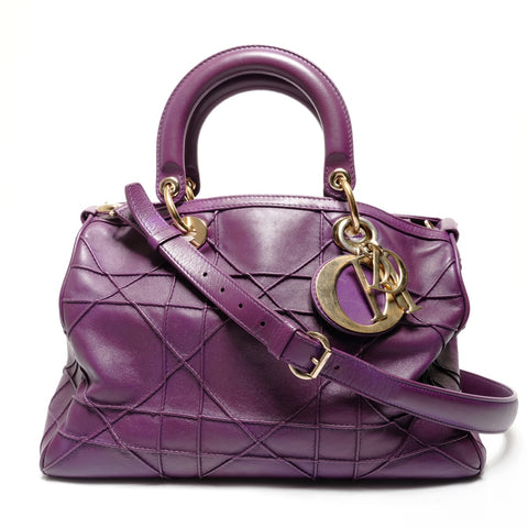 Christian Dior Granville Cannage Leather 2WAY Shoulder Bag purple WS27449