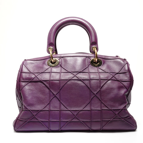 Christian Dior Granville Cannage Leather 2WAY Shoulder Bag purple WS27449
