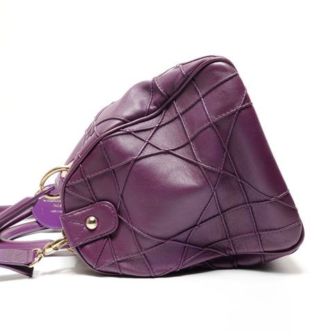 Christian Dior Granville Cannage Leather 2WAY Shoulder Bag purple WS27449