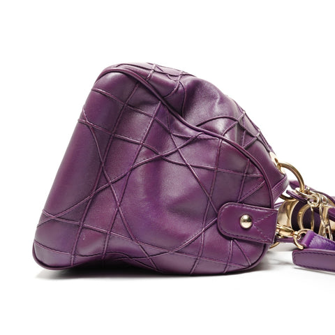 Christian Dior Granville Cannage Leather 2WAY Shoulder Bag purple WS27449