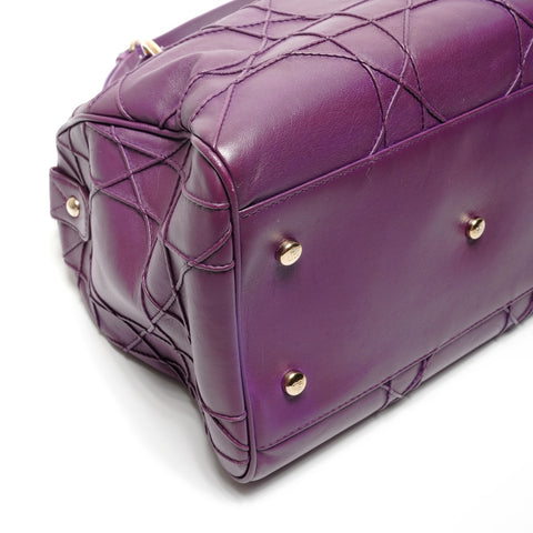 Christian Dior Granville Cannage Leather 2WAY Shoulder Bag purple WS27449