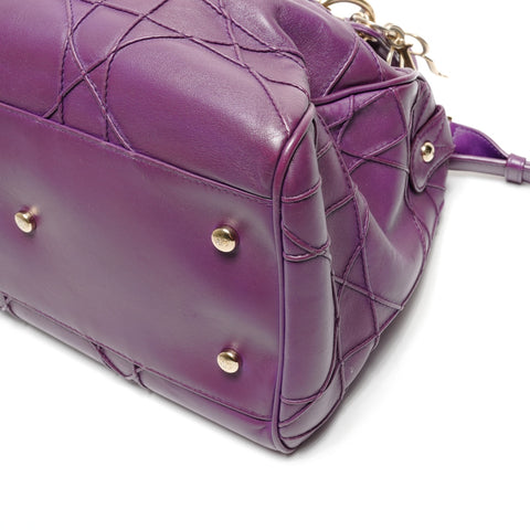 Christian Dior Granville Cannage Leather 2WAY Shoulder Bag purple WS27449