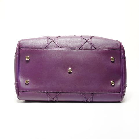 Christian Dior Granville Cannage Leather 2WAY Shoulder Bag purple WS27449