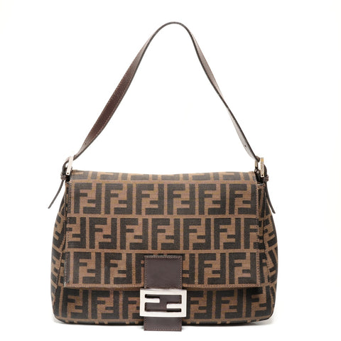 FENDI Mamma Zucca Canvas Shoulder Bag Brown WS27450
