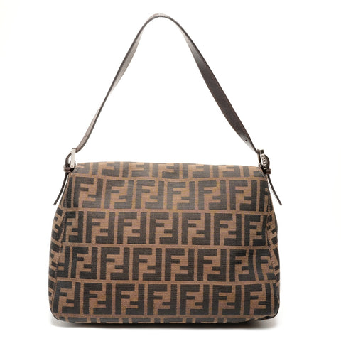FENDI Mamma Zucca Canvas Shoulder Bag Brown WS27450