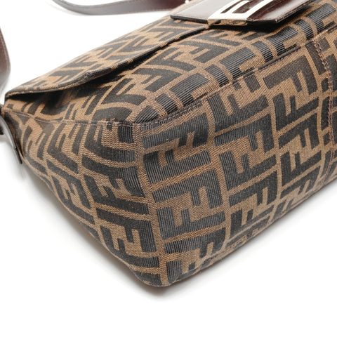 FENDI Mamma Zucca Canvas Shoulder Bag Brown WS27450