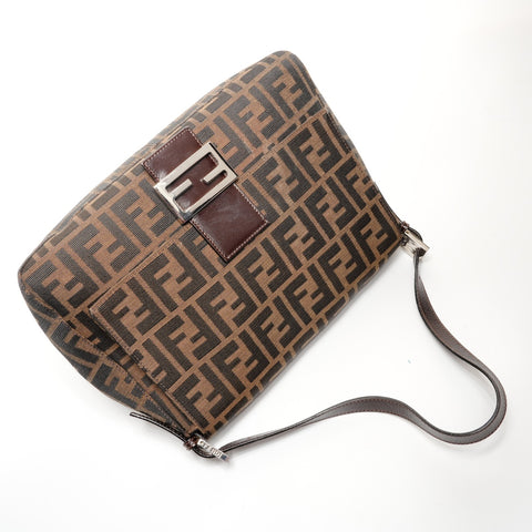 FENDI Mamma Zucca Canvas Shoulder Bag Brown WS27450