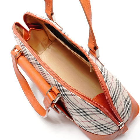 BURBERRY Nova Check Canvas Leather Handbag beige WS27460