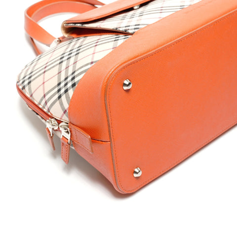 BURBERRY Nova Check Canvas Leather Handbag beige WS27460