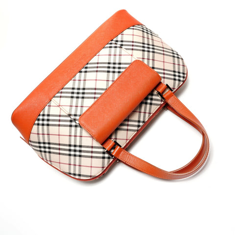 BURBERRY Nova Check Canvas Leather Handbag beige WS27460