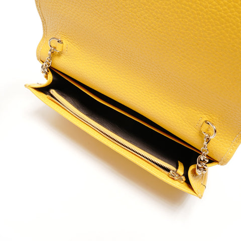 GUCCI Soho G-Stitch Chain Wallet Shoulder Bag yellow WS27461