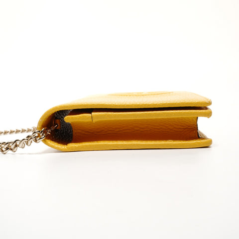 GUCCI Soho G-Stitch Chain Wallet Shoulder Bag yellow WS27461