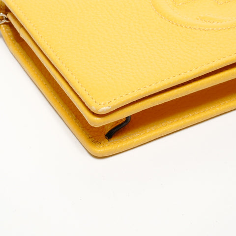 GUCCI Soho G-Stitch Chain Wallet Shoulder Bag yellow WS27461