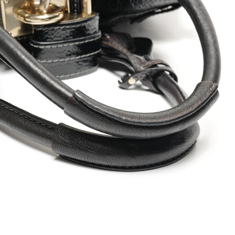 Chloe Leather Paddington enamel Handbag black WS27464