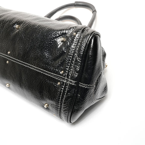 Chloe Leather Paddington enamel Handbag black WS27464