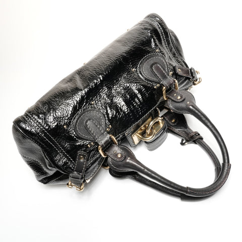Chloe Leather Paddington enamel Handbag black WS27464