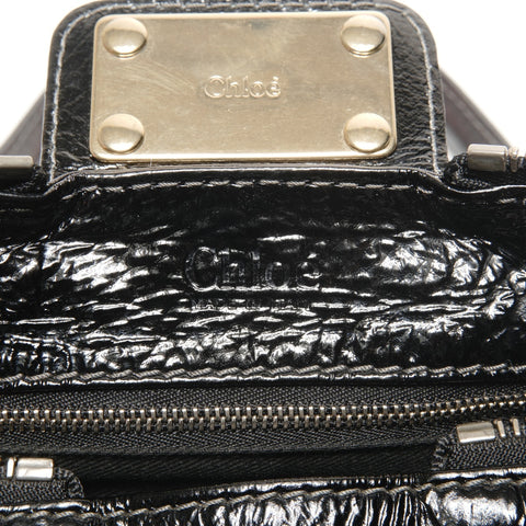 Chloe Leather Paddington enamel Handbag black WS27464